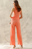 TINY EMBOSSING VEST TOP AND SLIT PANT SET