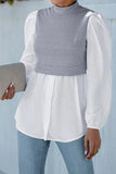 LONG SLEEVE FAKE TWO PIECE BLOUSES