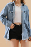 DISTRESSED DENIM LONG SLEEVE POCKET SHIRTS