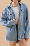 DISTRESSED DENIM LONG SLEEVE POCKET SHIRTS