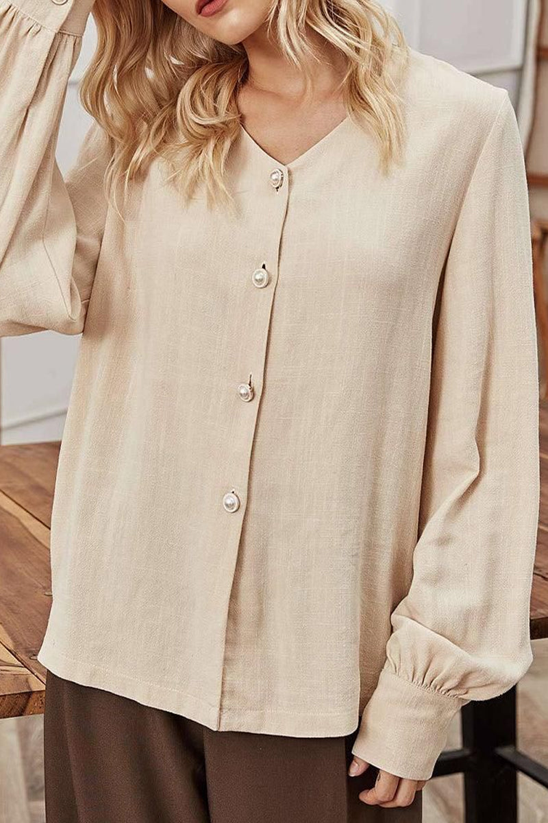 WOMEN LINEN LONG SLEEVED OVER SIZED SHIRT