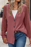 WOMEN LACE TRIM SLEEVED BUTTON UP SHIRT