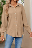 WOMEN SOLID BUTTON UP BASIC DAILY SHIRTS