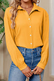 WOMEN SOLID BUTTON UP BASIC DAILY SHIRTS