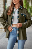 WOMEN PLAID DETAIL KNITTED LOOSE SHACKET JACKET