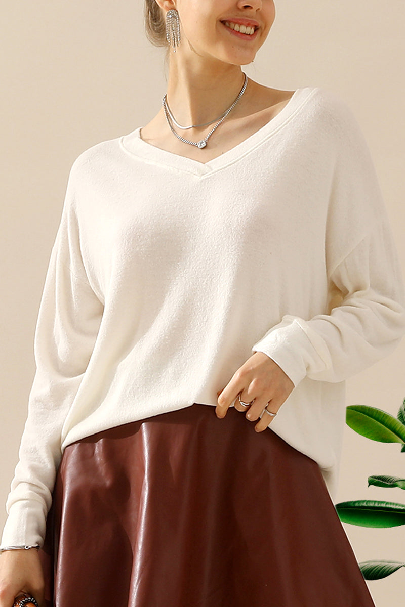 V NECK PULLOVER SWEATER KNIT TOP
