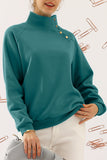 TURTLENECK BUTTON RAGLAN SLEEVES SWEATSHIRT