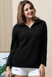 HIGH NECK HALF ZIP UP FLEECE PULLOVER JACKET WITH POCKETS