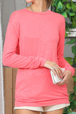 LONG SLEEVE ROUND NECK BASIC TUNIC TOP WITH POCKET