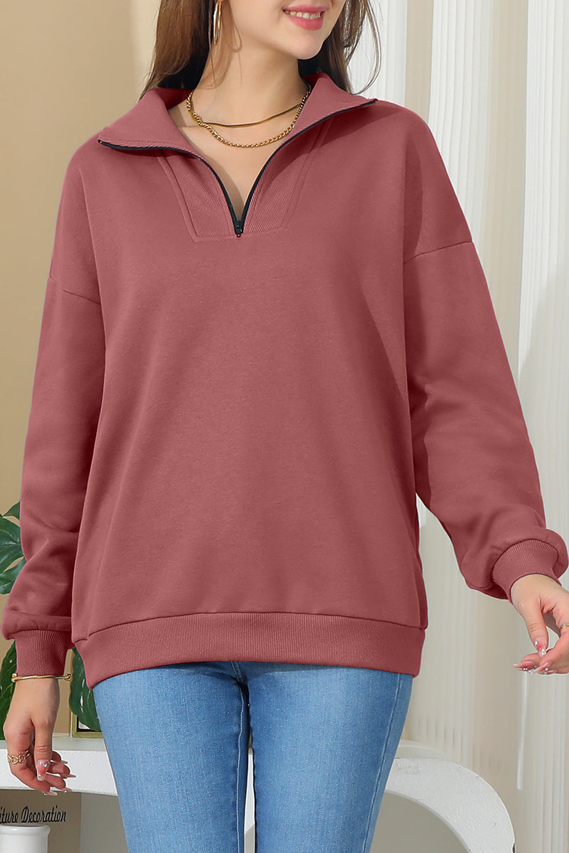 LONG SLEEVE ZIP UP HIGH NECK CASUAL PULLOVER ANORAK