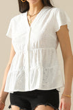 PUNCHING LACE BUTTON UP CANCAN BLOUSE