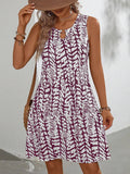 BURNT PRINT SLEEVELESS LOOP DRESS_CWDSD4142