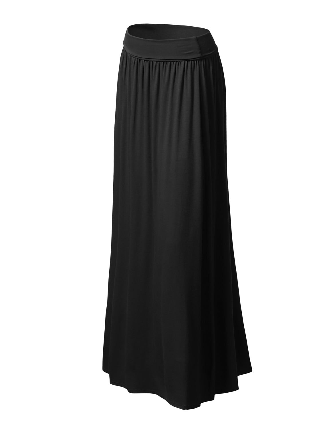 WOMEN'S HIGH WAIST ELASTIC CLOSURE GATHER MAXI SKIRT