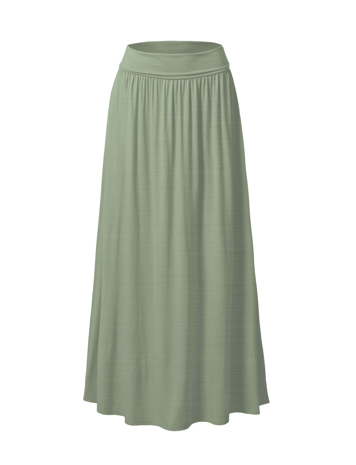 WOMEN'S HIGH WAIST ELASTIC CLOSURE GATHER MAXI SKIRT