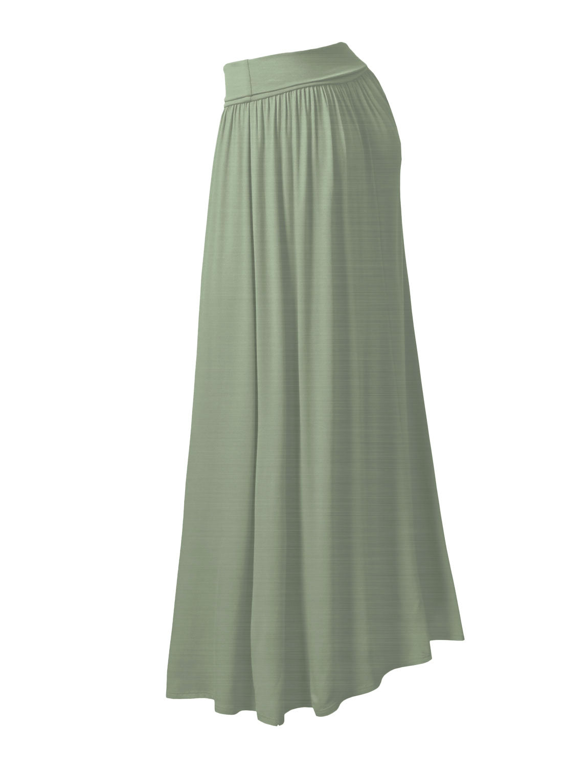 WOMEN'S HIGH WAIST ELASTIC CLOSURE GATHER MAXI SKIRT