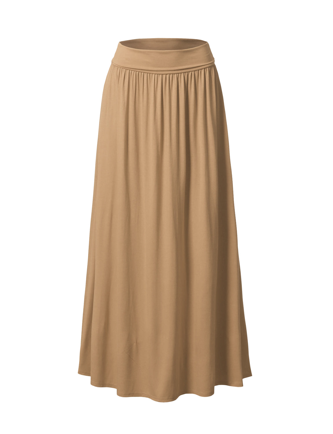 WOMEN'S HIGH WAIST ELASTIC CLOSURE GATHER MAXI SKIRT