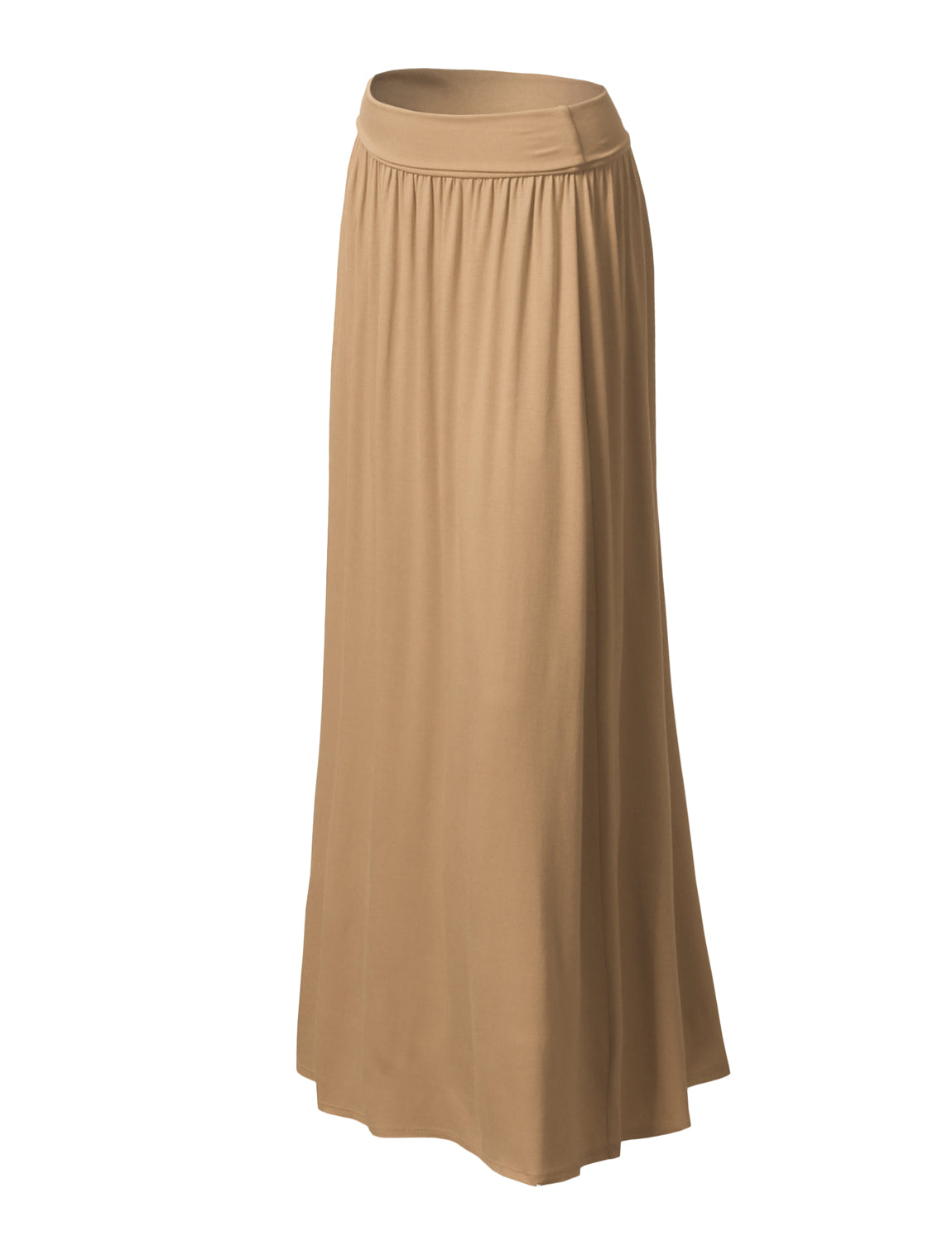 WOMEN'S HIGH WAIST ELASTIC CLOSURE GATHER MAXI SKIRT