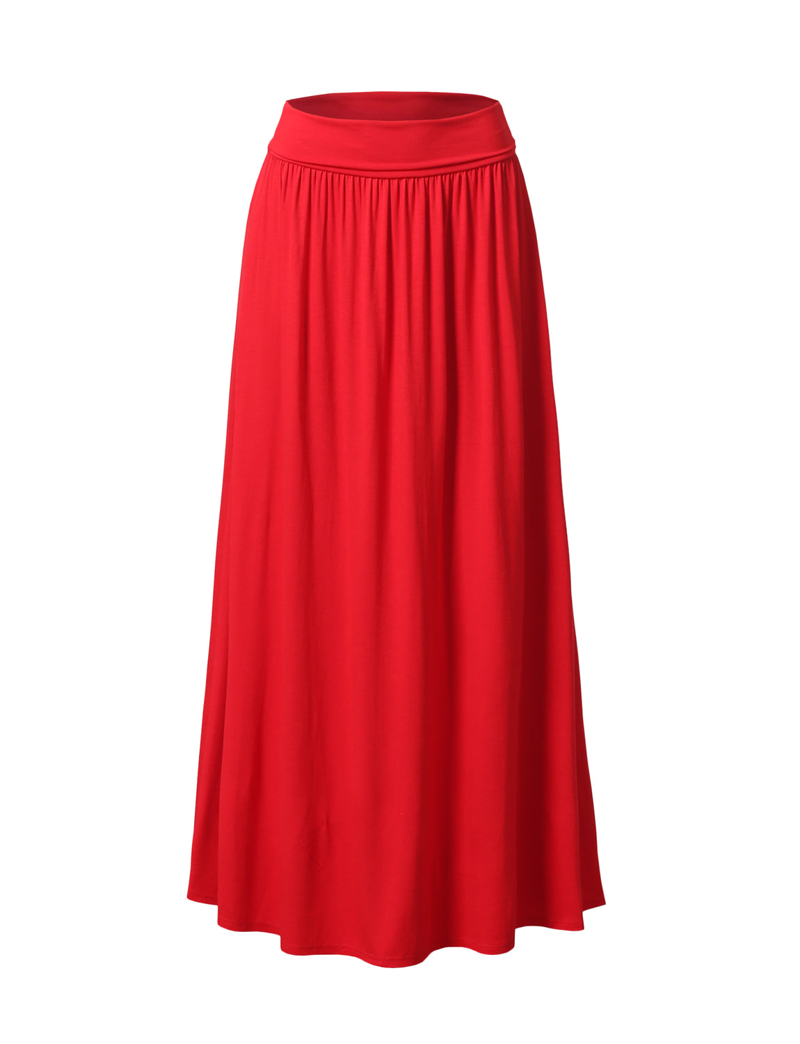 WOMEN'S HIGH WAIST ELASTIC CLOSURE GATHER MAXI SKIRT