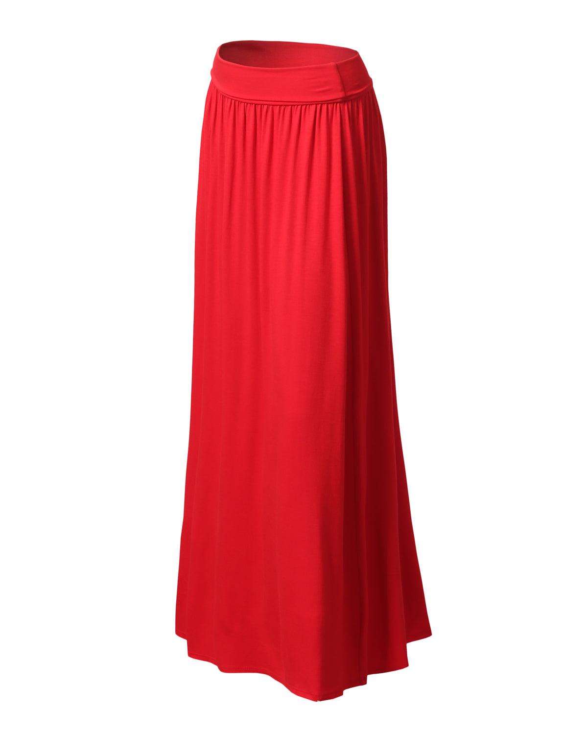 WOMEN'S HIGH WAIST ELASTIC CLOSURE GATHER MAXI SKIRT