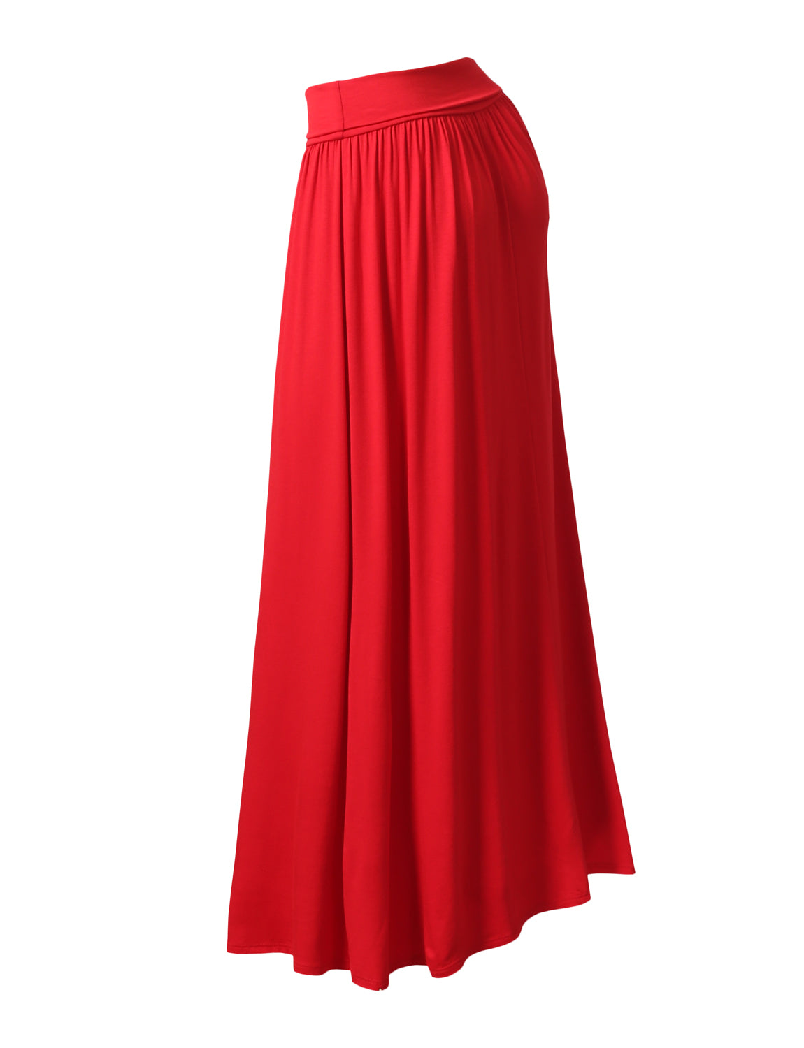 WOMEN'S HIGH WAIST ELASTIC CLOSURE GATHER MAXI SKIRT