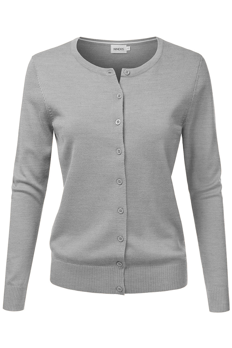 WOMEN'S LONG SLEEVE BUTTON DOWN SOFT KNIT CARDIGAN SWEATER