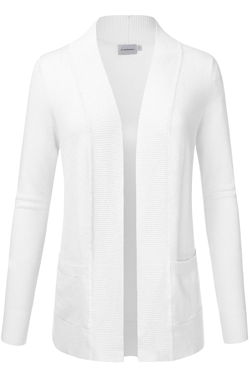 WOMEN'S OPEN FRONT KNIT LONG SLEEVE POCKETS SWEATER CARDIGAN