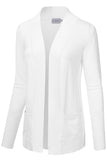 WOMEN'S OPEN FRONT KNIT LONG SLEEVE POCKETS SWEATER CARDIGAN