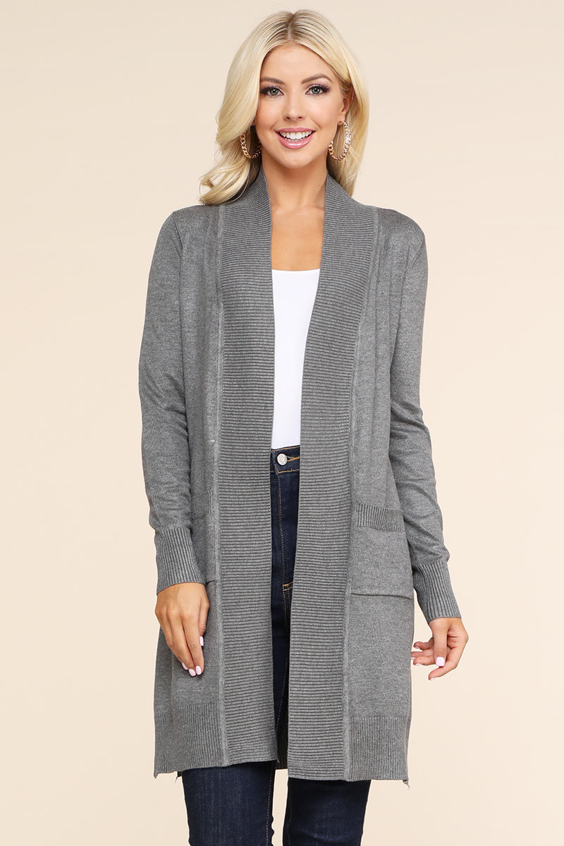 WOMENS LIGHT WEIGHT LONG SLEEVE OPEN FRONT LONG CARDIGAN