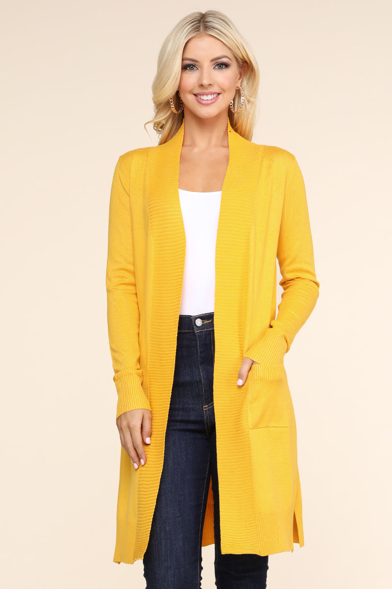 WOMENS LIGHT WEIGHT LONG SLEEVE OPEN FRONT LONG CARDIGAN