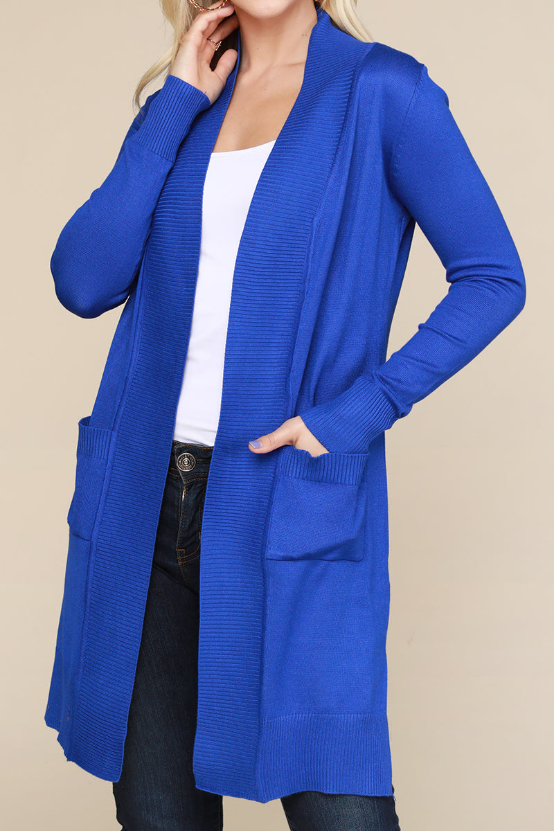 WOMENS LIGHT WEIGHT LONG SLEEVE OPEN FRONT LONG CARDIGAN