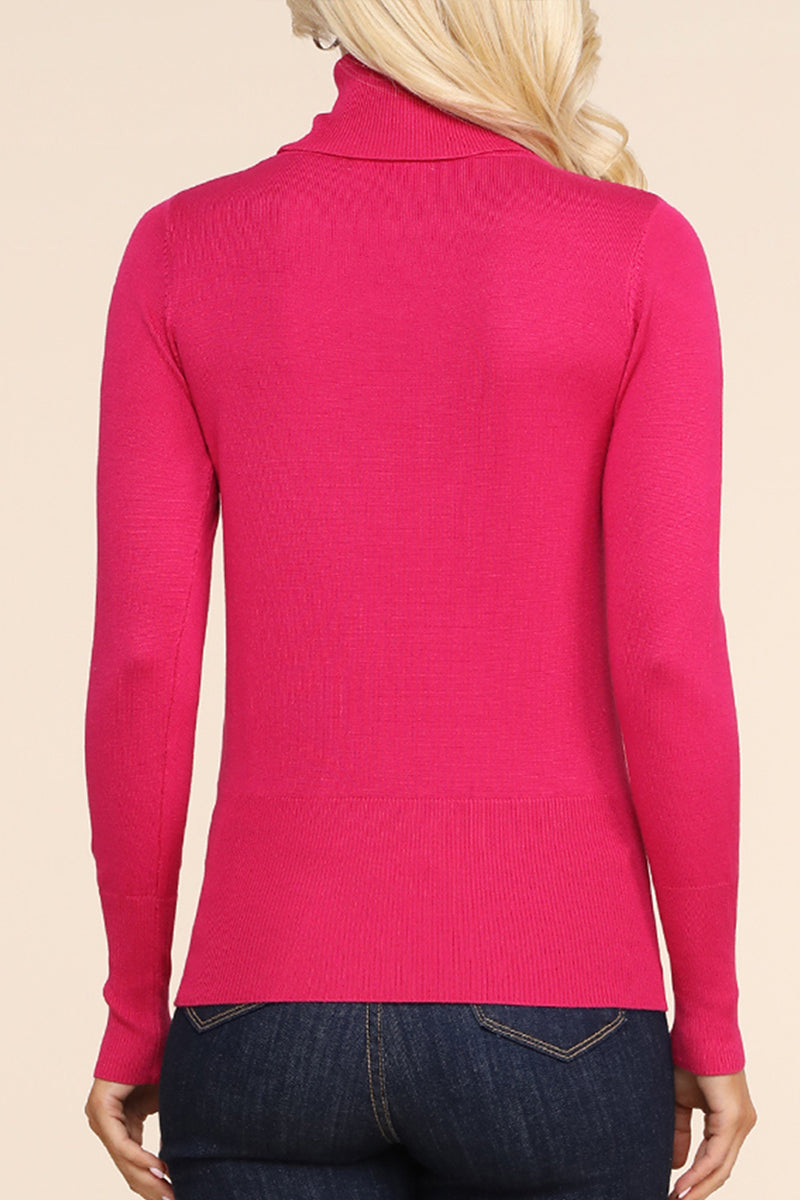 WOMEN'S STRETCH KNIT TURTLE NECK LONG SLEEVE PULLOVER SWEATER