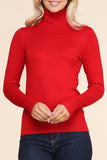 WOMEN'S STRETCH KNIT TURTLE NECK LONG SLEEVE PULLOVER SWEATER