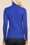 WOMEN'S STRETCH KNIT TURTLE NECK LONG SLEEVE PULLOVER SWEATER