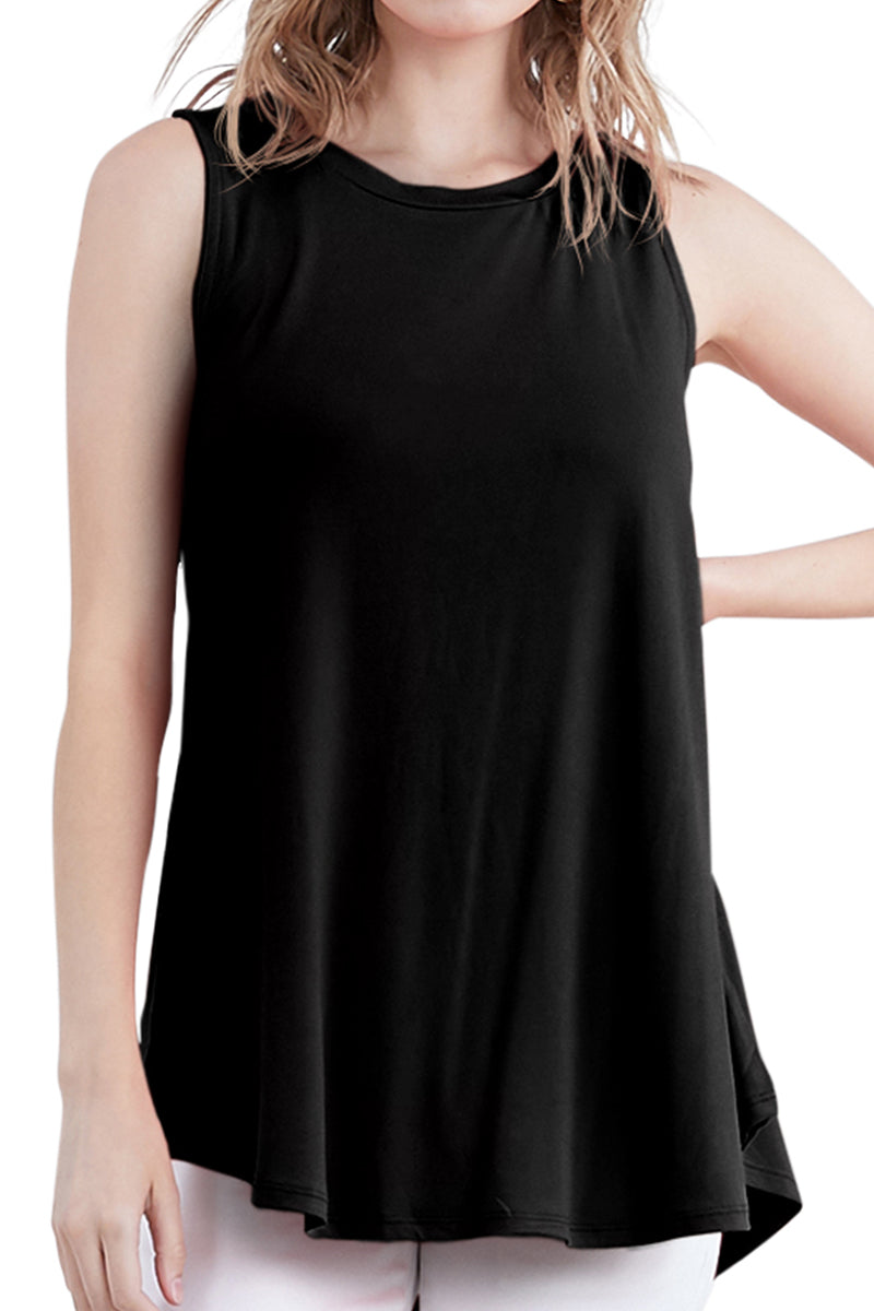 ROUND NECK SLEEVELESS TUNIC TANK TOPS