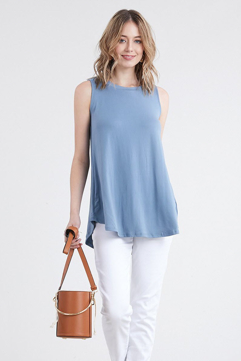 ROUND NECK SLEEVELESS TUNIC TANK TOPS