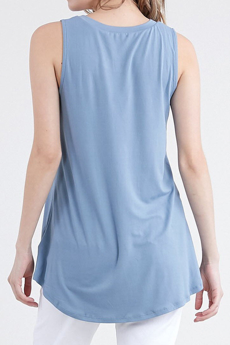 ROUND NECK SLEEVELESS TUNIC TANK TOPS