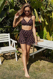 PATTERNED BIKINI BOXER TWO PIECE SWIMSUIT - Doublju