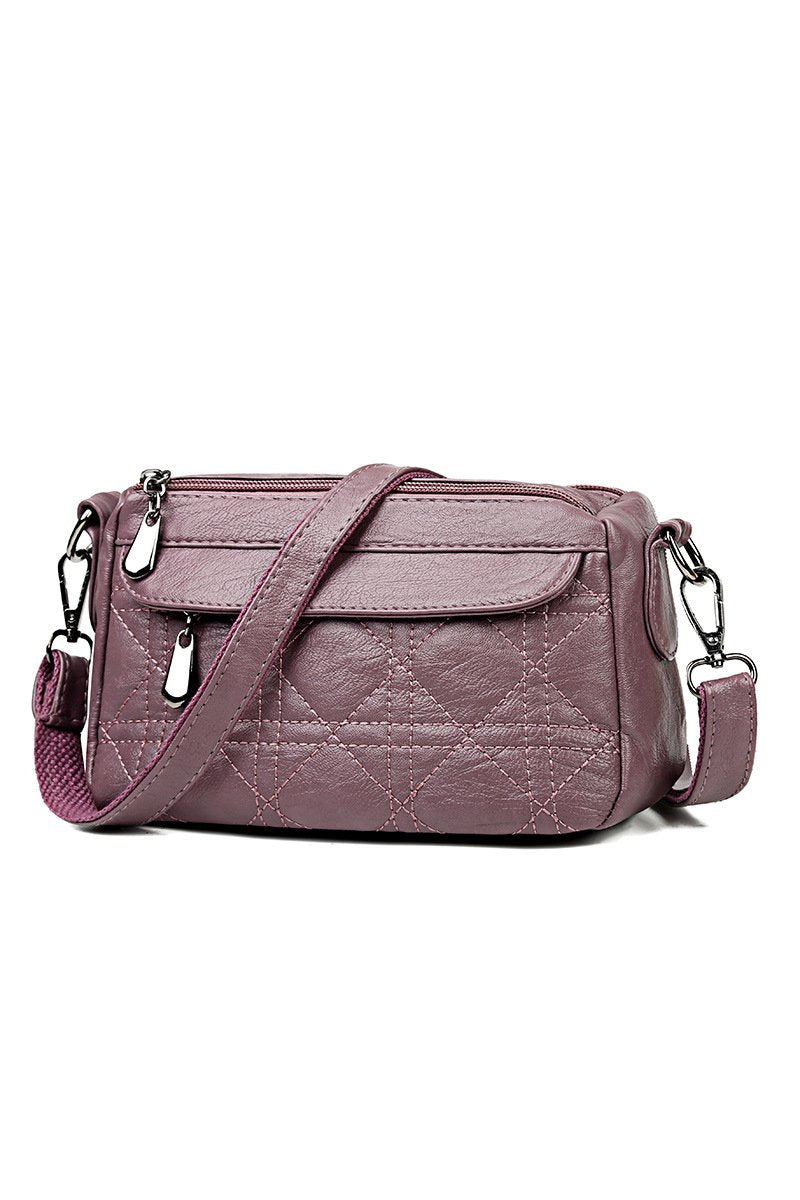 DOUBLE LAYER SOFT LEATHER SHOULDER BAG