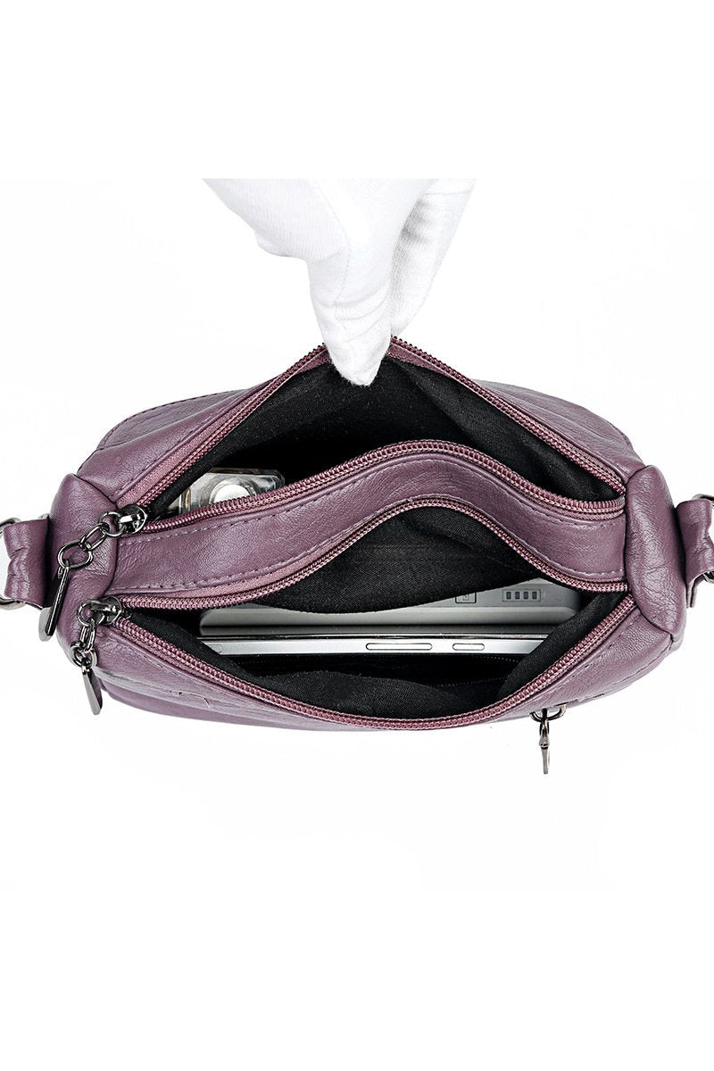 DOUBLE LAYER SOFT LEATHER SHOULDER BAG