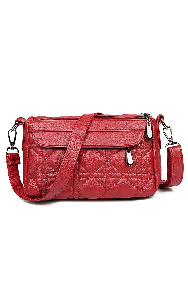 DOUBLE LAYER SOFT LEATHER SHOULDER BAG