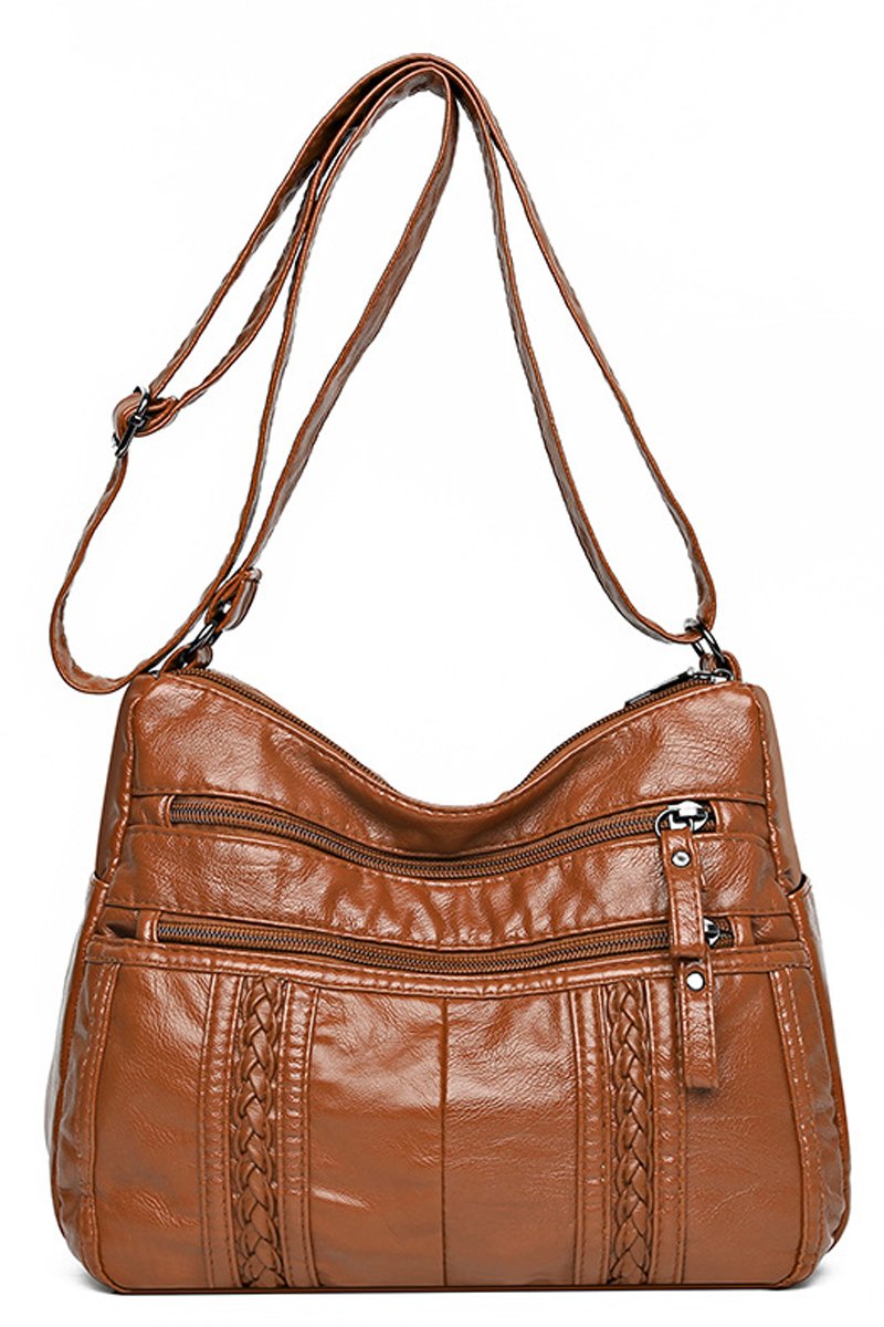 TEXTURE SOFT LEATHER MESSENGER BAG