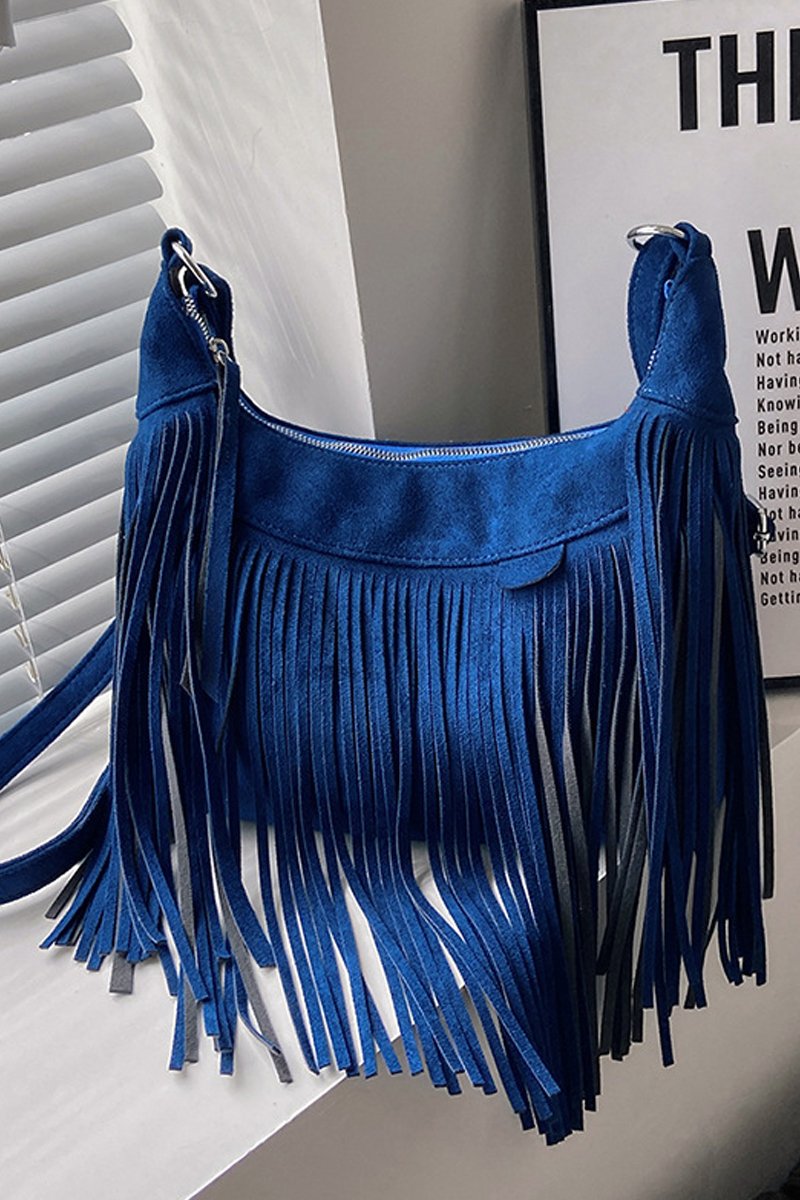 TASSEL RETRO DEERSKIN VELVET MESSENGER BAG