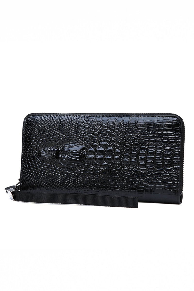 TEXTURE CROCODILE PATTERN LONG WALLET