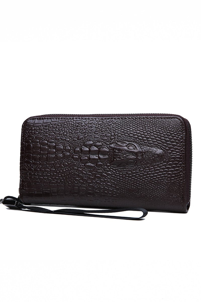 TEXTURE CROCODILE PATTERN LONG WALLET