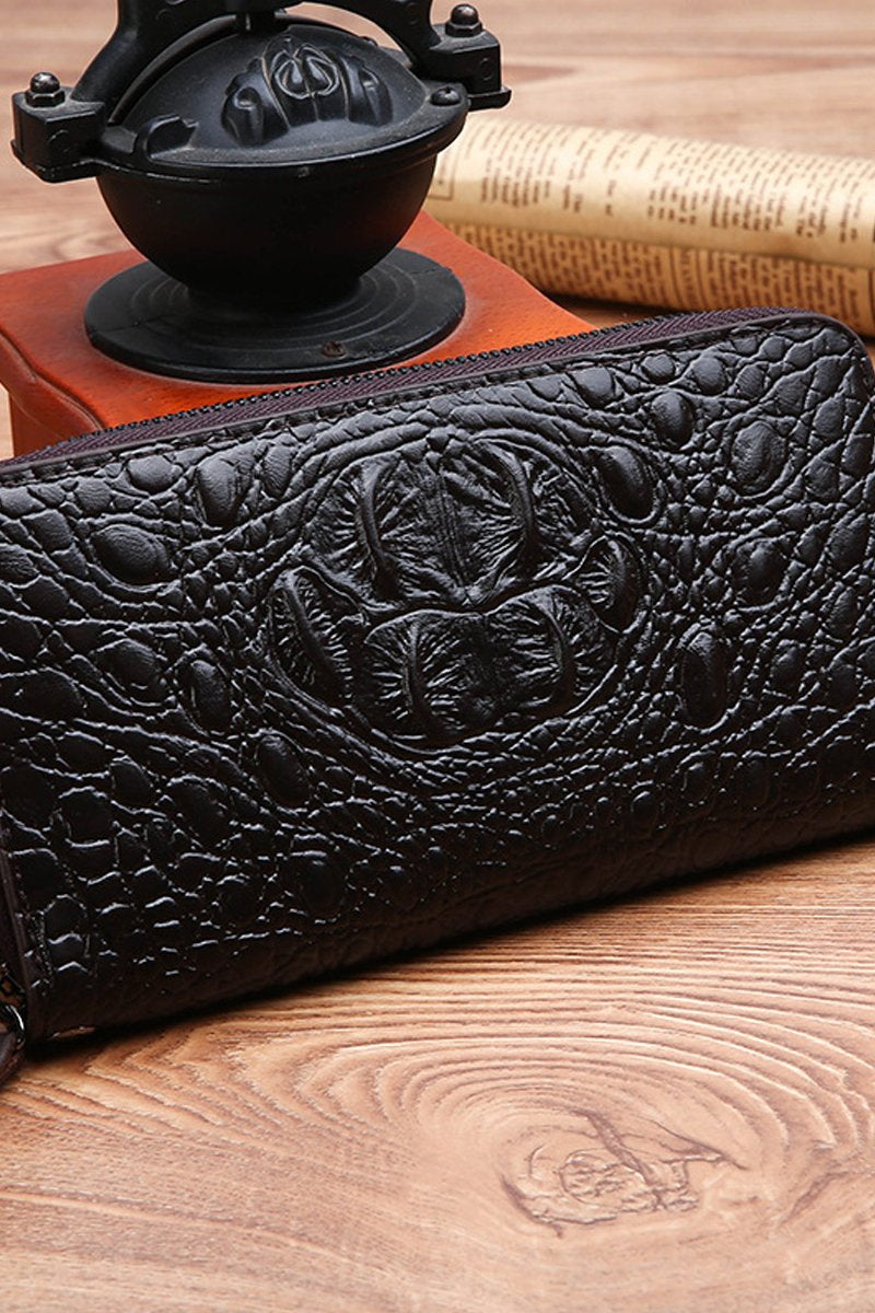 TEXTURE CROCODILE PATTERN LONG WALLET