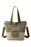 BIG POCKET CANVAS CROSS BODY SHOPPER BAG