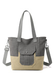 BIG POCKET CANVAS CROSS BODY SHOPPER BAG