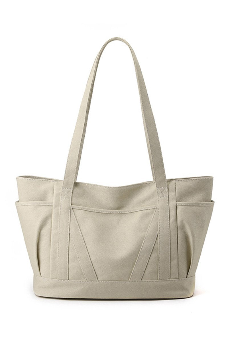 STORAGE POCKET LARGE CANVAS SHOPPER BAG