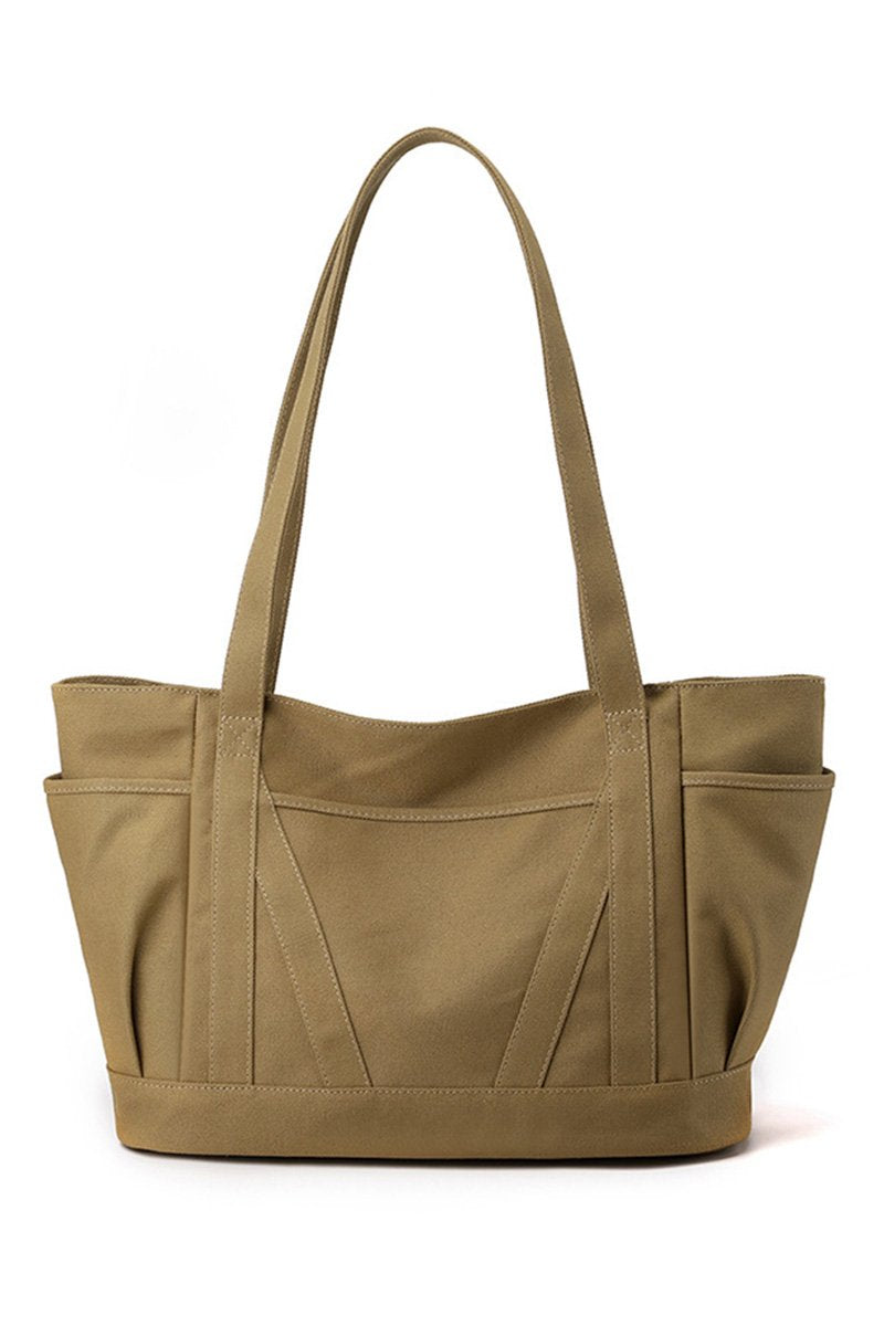 STORAGE POCKET LARGE CANVAS SHOPPER BAG