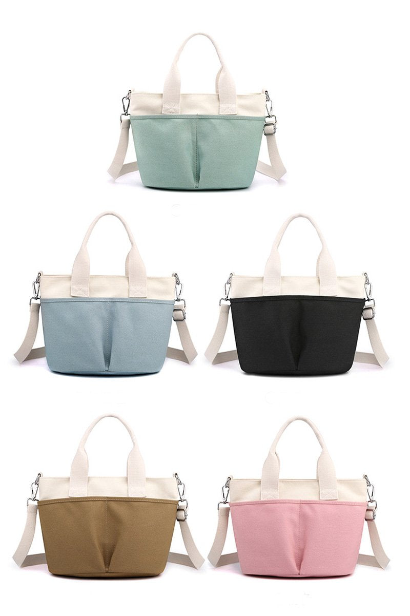 STORAGE POCKET COLOR BLOCK CROSS BODY BAG